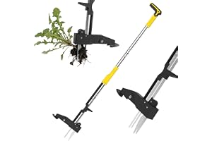 Veloxtera Ogräsborttagare, Stand Up ogräsborttagare med 4 klor för maskros, ståltwist hand ogräsrotsdragverktyg, 105 cm långt