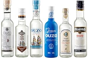 ‎JASSAS GRIECHISCHE FEINKOST OUZO Probierset 6x 200ml | Feinster Ouzo aus Griechenland | Variante 1 | Kardasi, Loukatos Coffee, Loukatos, Jassas, Plomari, Pilavas
