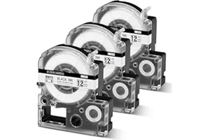 Markurlife - 3 nastri compatibili con Epson SS12KW per etichette LK-4WBN LC-4WBN4 AS12KW 12 mm per LabelWorks lW-K400 LW-400 LW-300 LW-600 LW-1000P KingJim TepraPro, nero su bianco