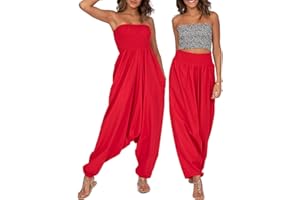 likemary Combinaison Convertible en Pantalon Fluide en Coton pour Femmes - Ensemble 2 en 1 - Taille unique Sarouel Combo Harem avec Poches Idéal pour les Vacances
