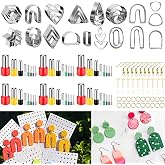 AIFUDA - 134pcs polymer clay cutters, 16pcs shapes, 48pcs circle shape molds and 50pcs earring accessories