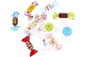 STOBOK Murano Glass Candy, Vintage Murano Glass Sweets, Handmade Artificial Candy Decorations for Home Party Wedding Christmas Decor 12PCS
