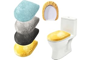 Chingcoo WC toalettsitsöverdrag 4 stycken toalettsitsöverdrag i mjuk sammet toalettlock med elastiskt band toalettlock tvättb