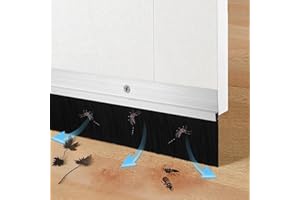 Retsun 8 Sets Door Brush Seal Strip – 53mm (2.1") Width, 880mm (34.6") Length, Silver Aluminum Frame with Durable Black PP Bristles, Dustproof & Weatherproof（3cm, 8)