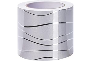 Yootiko Self Adhesive Wallpaper Border Wave Texture Border Stickers Decorative Ceiling Border for Bedroom Bathroom Kitchen Wall Decoration Silver Wave