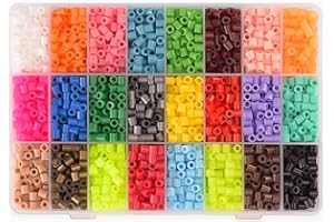 Vaessen Creative Bügelperlen-Set, Transparente Aufbewahrungsbox mit 5000 Steckperlen in 24 Farben, Organizer mit Bunten Perlen zum Basteln von Schmuck, Deko, Verzierungen und weiteren Bastelideen
