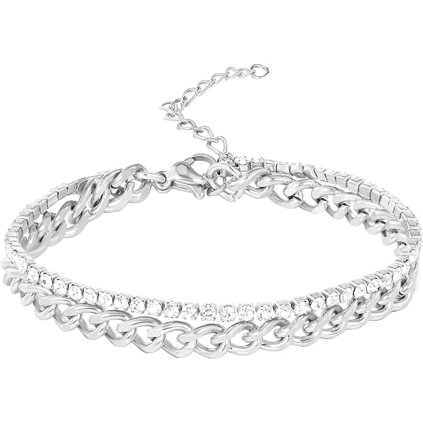 Kawailay Bracciale con teschio gotico punk, bracciale con teschio, stile rock biker, bracciale da uomo, stile argento 1