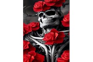 TAASMOOG 5D Diamant Gemälde, Farbige Diamond Painting Set, DIY Cross Stickerei Malerei Kits 5D Diamant Gemälde Voller Bohrer Diamond Painting für Home Wall Dekorationen (Totenkopf) (schwarz)