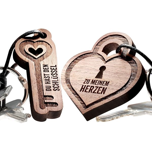 SchenkYOU Schlüsselanhänger Aus Nussbaumholz – Personalisiert Mit Gravur „Herzdame“, Made In Germany