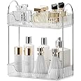 Bathroom Organiser Countertop - 2-Tier Vanity Tray for Skincare, Makeup, Cosmetics, Toiletries, Lotions, Perfumes - Clear Counter Shelf