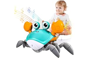 Goorder Crawling Crab Toy Baby for Boy 1 2 3 4 Year Old Musical Toy with LED Lights, Automatic Sensing Avoid Obstacle Interactive Moving Sound Toys Running Crab for Kids Toddlers Boys Girls, USB