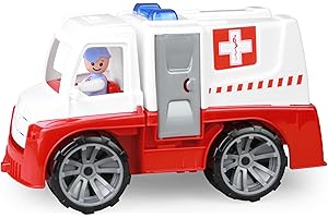 Lena 04456 - TRUXX Krankenwagen Einsatzfahrzeug mit Spielfigur als Sanitäter und Krankentrage, Krankenauto mit Zubehör, Krankentransporter mit Türen zum Öffnen, Spielfahrzeug für Kinder ab 24m+