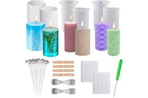 HIQE-FL Moule à Bougie Silicone 6 Morceaux, 3D Cube Boule pour Décorations DIY, Cadeaux, Savon Artisanal, Pouding