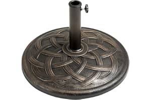 C-Hopetree 19kg Heavy Duty Round Base Stand for Outdoor Patio Market Table Garden Parasol Umbrella, Bronze