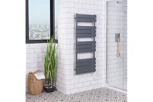 Warmehaus Bathroom Flat Panel Sand Grey Electric 500 w Heated Warming Towel Rail Radiator Rad 1200 x 500 mm