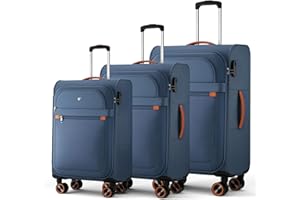 ABISTAB Stoff Koffer Set 3-teilig - Weichschalen Koffer Trolley - Reisekoffer mit 4 Rollen & Zahlenschloss - Handgepäck & große Koffer
