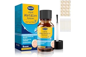 ‎MQUPIN MQUPIN Hühneraugen Entferner Lösung, 15ML Warzenentferner, Entfernt effektiv Hornhaut, enthält 15 hühneraugenpflaster und 10 Wattestäbchen, Beseitigt schnell Hühneraugen an den Füßen