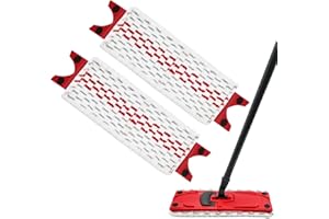 GFRED Lot de 2 Serpillères Balai Recharges en Microfibre Compatible avec Vileda Ultramax 1-2 Spray Mop Têtes de Balai Plates en Microfibre (Rouge)