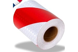 KIXARO Ruban Reflechissant Adhesif Rouge/Blanc ✮Marque Francaise✮ Bande Reflechissante Autocollante 10cmx10M Bande Reflechissante Camion Voiture Route Remorque Ruban Signalisation Adhesif ✯GARANTIE À VIE✯