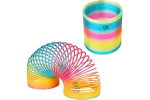 ASQZHULIWING 2 giocattoli a forma di piuma arcobaleno, grandi anelli a molla multicolori, classico giocattolo magico, nuovo puzzle, ottimo regalo per ragazzi e ragazze, giocattolo divertente e attraente, Pasqua