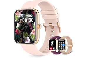 IARET Reloj Inteligente Mujer, 1,85'' Smartwatch con Llamadas, 3 Correas, Pulsera Actividad Reloj Deportivo 100 Modos, Función Femenina, Podómetro Pulsómetro Monitor de Sueño, Android iOS Regalo (Rosa)