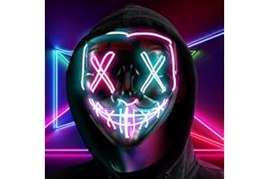 CANCJ Halloween Maske,Led Halloween Maske Purge Masken Leuchtmaske Halloweenmaske Mit 3 Blitzmodi für Erwachsene Kinder Mask Party Halloween Karneval Cosplays Fasching Kostüme LED Maske Horror Dekoration