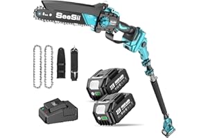 SEESII PS810 Motosega Telescopica a Batteria 8 Pollici & Mini Motosega, 2-in-1 Potatura Elettrico con Asta, Raggiunge Fino a 4,87 m, Mini Sega Brushless per il Taglio del Giardini