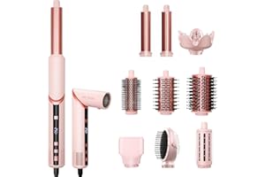 Dryhsip Spazzola Rotante per Capelli e Styler Flessibile 9 in 1 Asciugacapelli, con Styling Liscio, Onde, Ricci, Volumizzante, Diffusore, Hair Styler per capelli