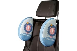 mymai Verstellbare Auto-Nackenstütze für Kinder und Erwachsene - kopfstütze Auto Kinder mit Memory-Schaum für Reisen, 360° drehbare Kopfstütze für Auto schlafen, Ergonomisches Reisekissen(Blau)