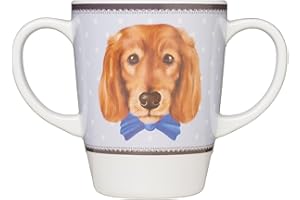Rosa Lifestyle Tasse en mélamine à deux anses en forme de chien, poids de 126 g et capacité de 400 ml, aide à la mobilité quotidienne pour la démence, faible adhérence, tremblements