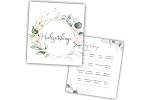 ‎KACKSPECHT Kackspecht 25 x Hochzeitsbingo Hochzeitsquiz Hochzeitsspiel Hochzeitsspiele für Gäste Hochzeitsspiel Brautpaar Hochzeitsgeschenk Hochzeitsfeier Bingo Hochzeit Boho