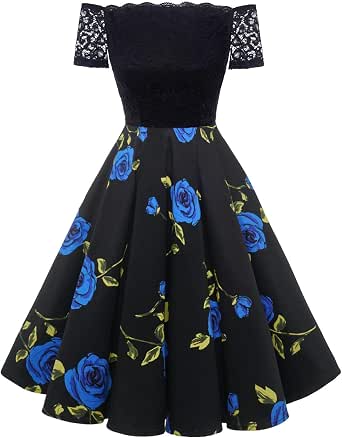 ZAPAKA - Abito da donna, con maniche corte, con stampa a maniche corte, in  pizzo - Nero - XX-Large : Amazon.it: Abbigliamento