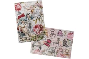 Ideen mit Herz 2 feuilles de papier de riz | Papier de découpage élégant | DIN A4 | 2 designs différents | Vintage, Noël, etc. (Nostalgie 14)