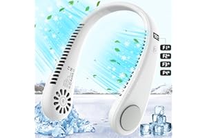 COZII Nackenventilator, 4000mAh Tragbarer Halsventilatoren mit USB, Blattlose Hals Ventilator mit 4 Geschwindigkeiten, Led Anzeige, Halsventilator Leise Ventilator Hals für Sport, Reisen