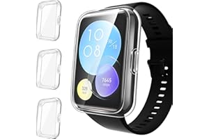 ivoler 3 Stücke Klar Silikon Hülle für Huawei Watch Fit 2 Schutzhülle, Vollständige Abdeckung Schutzfolie Weiche TPU Cover Case Schutz Displayschutz Folie