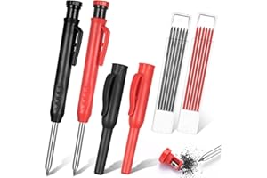 YILUXMYYXGS 2 Pz Matita Carpentiere, Matite Meccaniche Falegname, Matite da Cantiere Traccianti, Matita da Costruzione con 12 Ricariche Mine da 2,8 mm in 2 Colori per Fori Profondi Carpenteria Lavorazione Legno