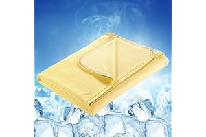 Luxear Cooling Blanket for Summer, Arc-chill Cooling Fiber Q-Max 0.4 Cool Blanket Lightweight Summer Blankets Double-sided for Adults Children Babies Cooling Throw Blanket Yellow 200 x 220Cm