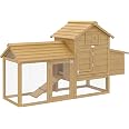 Poulailler En Bois Sur Pied 179x67x115 Cm - Avec Enclos, Pondoir, Perchoir, Tiroir à Déjections - Pour 2-4 Poules