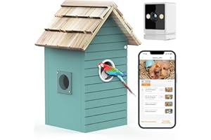 RAINBEAN Bird House with Camera,Nistkasten mit Kamera, 4 Millionen Pixel Outdoor-Vogelhaus-Kamera, Echtzeitbeobachtung des Nestbaus und der Brut von Vögeln, AI-Erkennung des Vogelverhaltens, DIY, Blue
