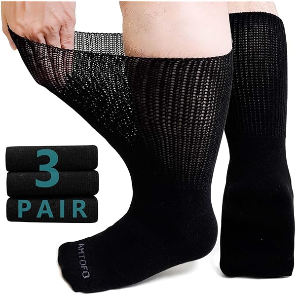 LOFIR Diabetische Sokken voor Mannen Vrouwen - Bamboe Anti-slip Slipper Sokken met Breed Elastisch Manchet Ademend Los- Geschikt voor gezwollen voeten Ouderen Ziekenhuisgebruik Zwart Maat 43-46 4 Paar