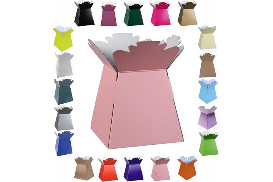 Glossy Vibrant Bouquet, Flower Box/Vase - Transportation Display, Presentation Boxes (1, Pink)
