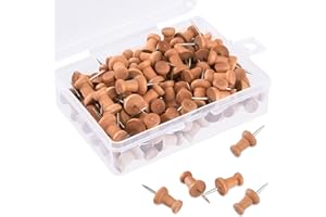 ISIYINER Chinchetas de Madera, Pines de Madera para Tablero de Anuncios de Corcho para Tablero de Corcho Mapa Fotos Oficina Hogar Colegio 100 Piezas