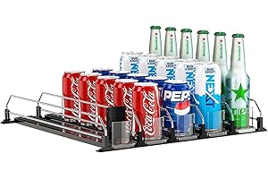 Kevsuvqin Selbstschiebender Dosen Organizer Kühlschrank Organizer Dosenspender Kühlschrank, Automatischer Fridge Organizer mit Verstellbarer Breite für Getränke Bier Soda (Fasst 25 Dosen)