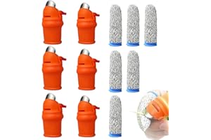 leruiyezs 6 Juegos Cuchillo Dedo Silicona Cuchillo Pulgar con Protección Dedos HPPE y Guantes HPPE Resistentes al Corte para Jardinería Cuchillo para Recoger Fruta Verdura Podar Ramas Cosecha