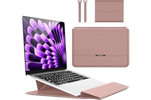 Hinnwer 15 15,6 16,1 Pollici Custodie per PC Portatile Borsa Funzione Stand per MacBook Air 13 M3/M2/M1 A3113 A2681 A2337, MacBook Pro 14 M4/M4 Pro/M4 Max A3112 A3401 A3185 A2992 A2918 A2779 Oro Rosa