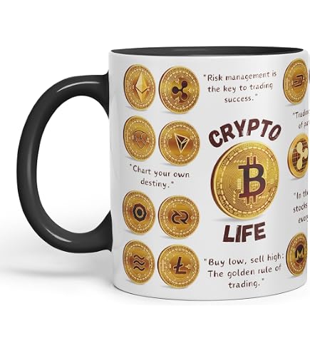 Krypto Tasse – Weißer Keramikbecher Mit Bitcoin, Ether, Shiba Inu & Co., Perfektes Geschenk Für Crypto-Fans