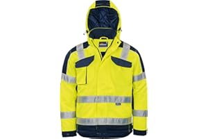 Vizwell Winter Warnschutz Arbeitsjacke leuchtgelb leuchtorange mit Kapuze