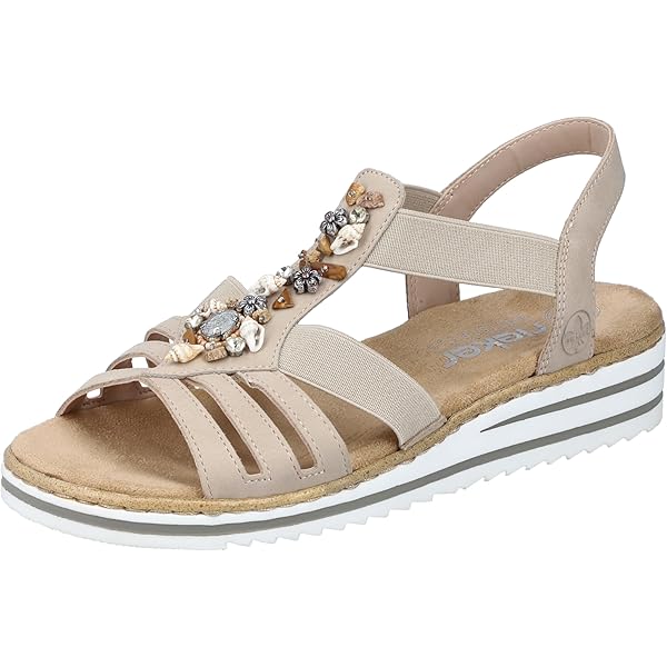 Bestel Rieker Sandalen met sleehak en plateau V0919 dames wit | België