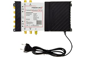 PREMIUMX Premium X PXMS 5/4 Multischalter mit Netzteil Multiswitch 1 SAT für 4 Teilnehmer Satverteiler Digital HDTV FullHD 4K UHD 8K