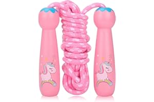 GUBOOM Corda per Saltare Bambini, Regolabile Cotone Animato per Bambini con Impugnatura iin legno cartoon Skipping Rope 300cm Corda Fitness Sportiva Adatto a Ragazzi Ragazze per Allenamento Fitness